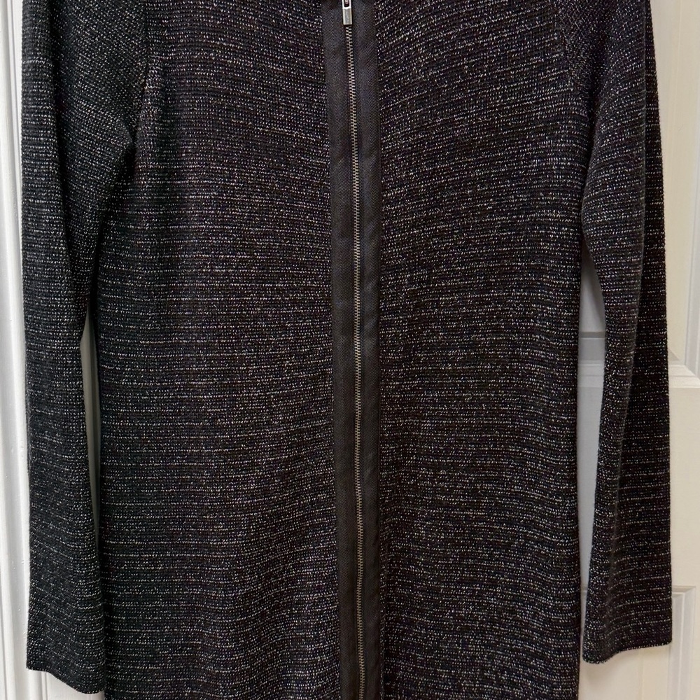 Talbots Black Textured Front Zippered Dress